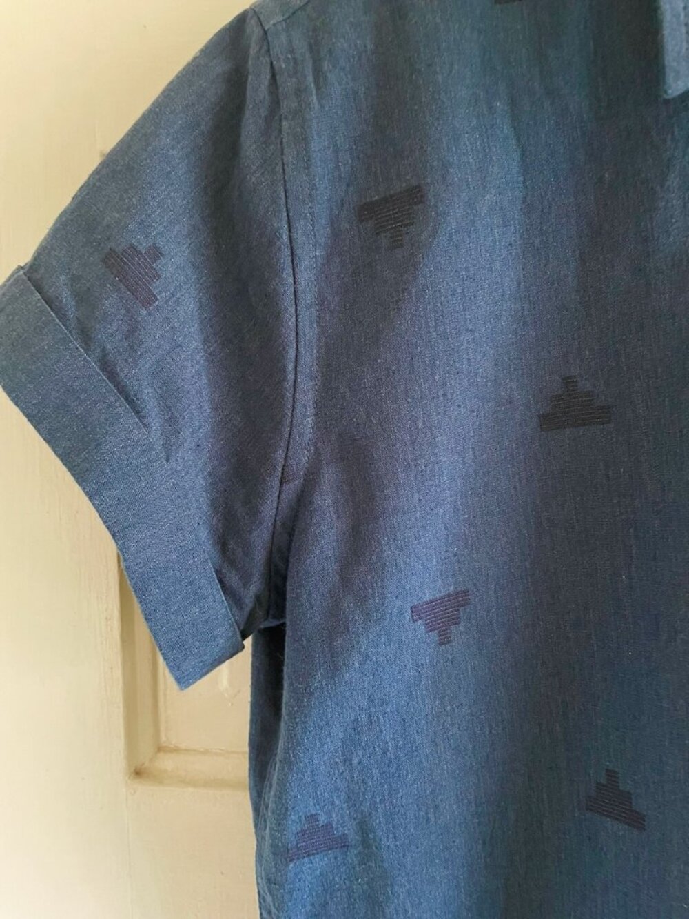 Bridge & Burn Blue & Black Bea Shirt Cotton Hemp Blend S - Picture 3 of 7
